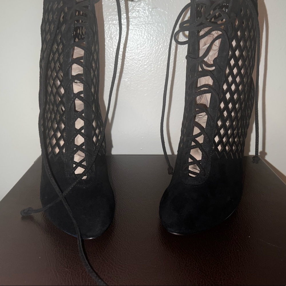 Alaia Black Suede Caged Booties - image 2